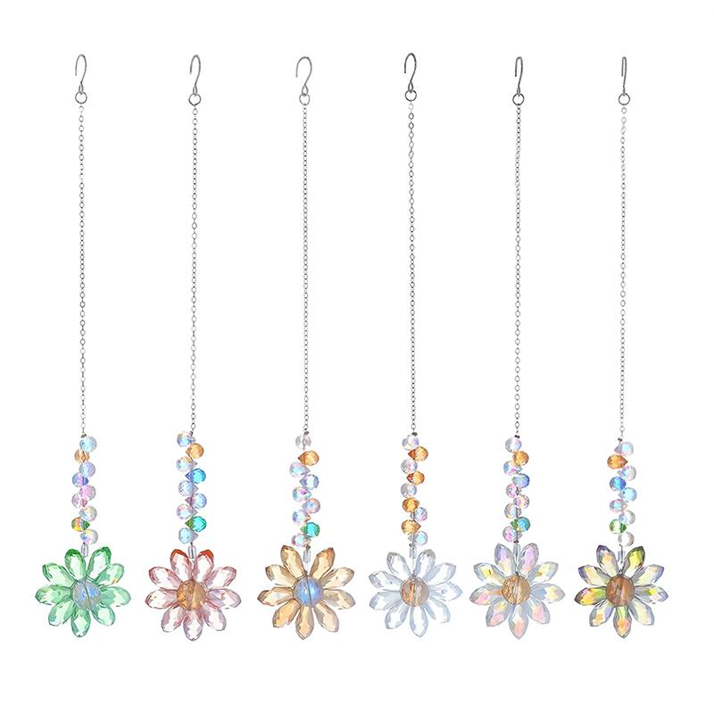 6Pcs Sunflower Sun Catcher Hanging Ornaments, Rainbow Manufacturer Sun Catcher Indoor Windows Garden Decorative Gifts