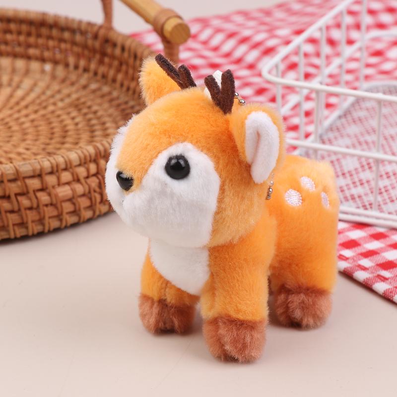 Cute Sika Deer Plush Keychain Stuffed Animal Soft Pendant for School Bag Girly Purse Car Keys Gift Use