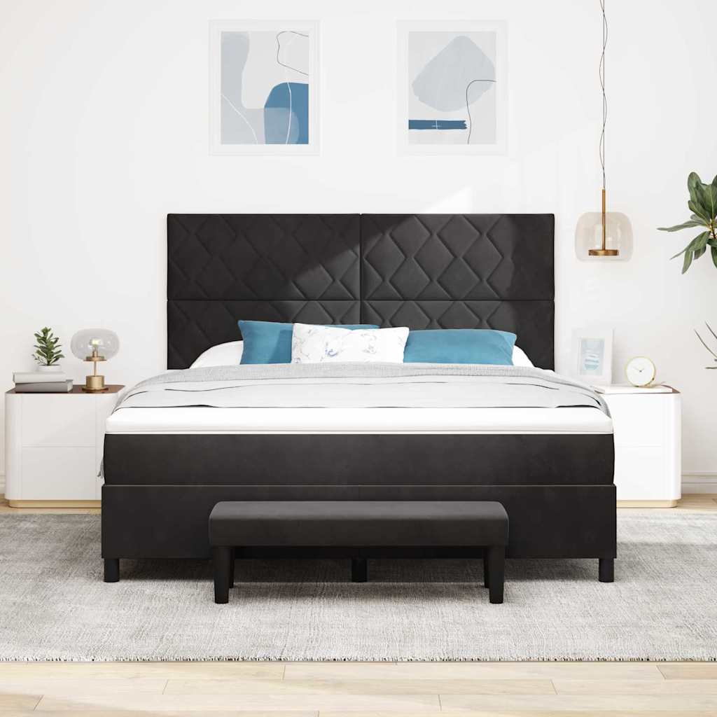 Box Spring Bed with Headboard Black 200 X 180 Cm Velvet