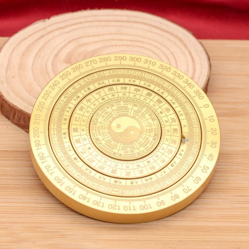 Zweiseitiger drehbarer Messing Bagua I Ging Kompass mit Griff