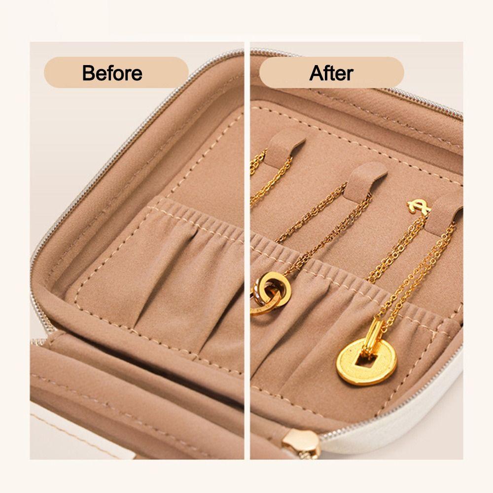 Earrings Ring Necklace Storage Jewelry Storage Box Zipper Jewelry Case  Travel Organizer