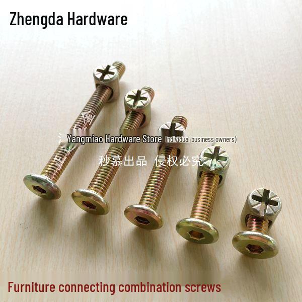 M6 Furniture Hardware: Crib & Bookcase Screws with Cross Hole Nuts, Countersunk Head Screws, Hammer Head Nuts.