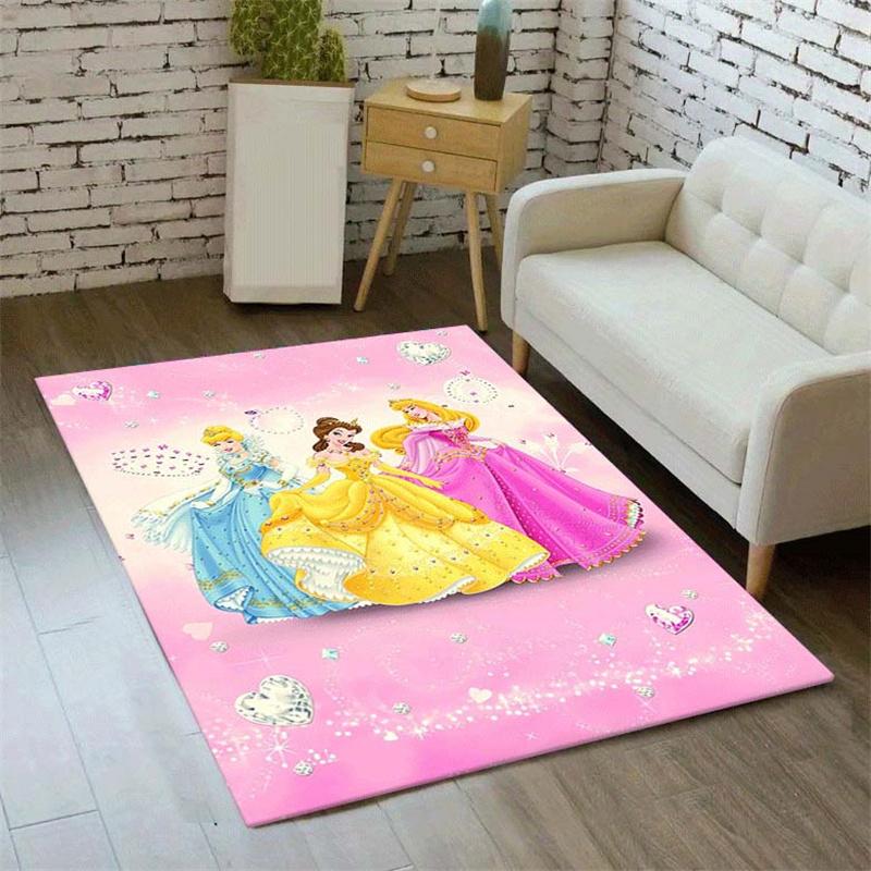 1pc Princess Pattern Area Rug Soft Flannel Floor Mat for Living Room,Office,Bedroom and Carpet