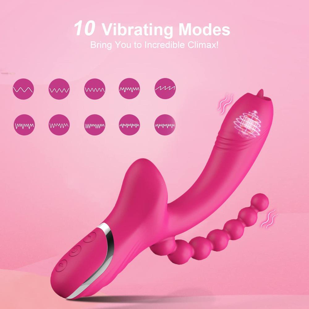 Dual-Ended Vibrating Dildo with Clitoral Suction & Licking, Intense Massage, Adult Toy for Women
