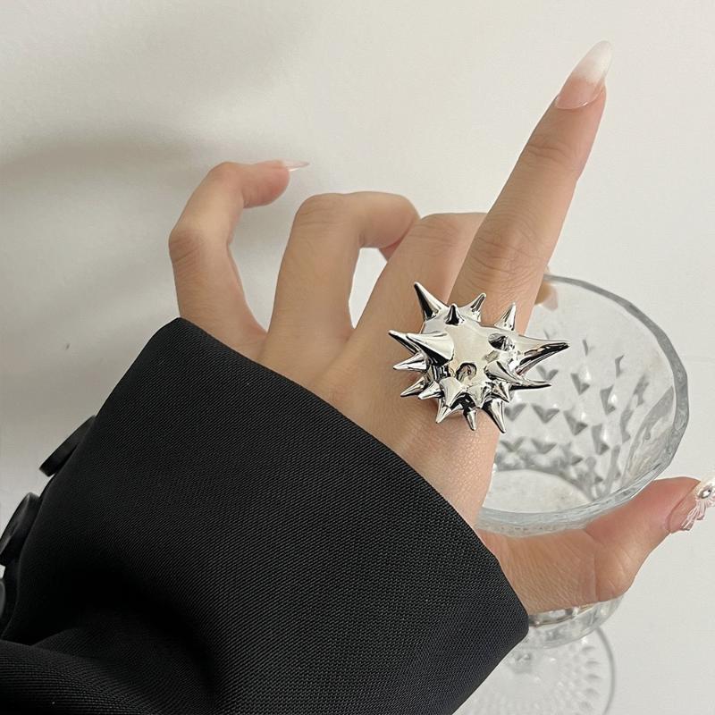 

Metal Geometric Sea Urchin Rings For Women Men European American Style Personality Punk Hip-Hop Trend Jewelry серебряный