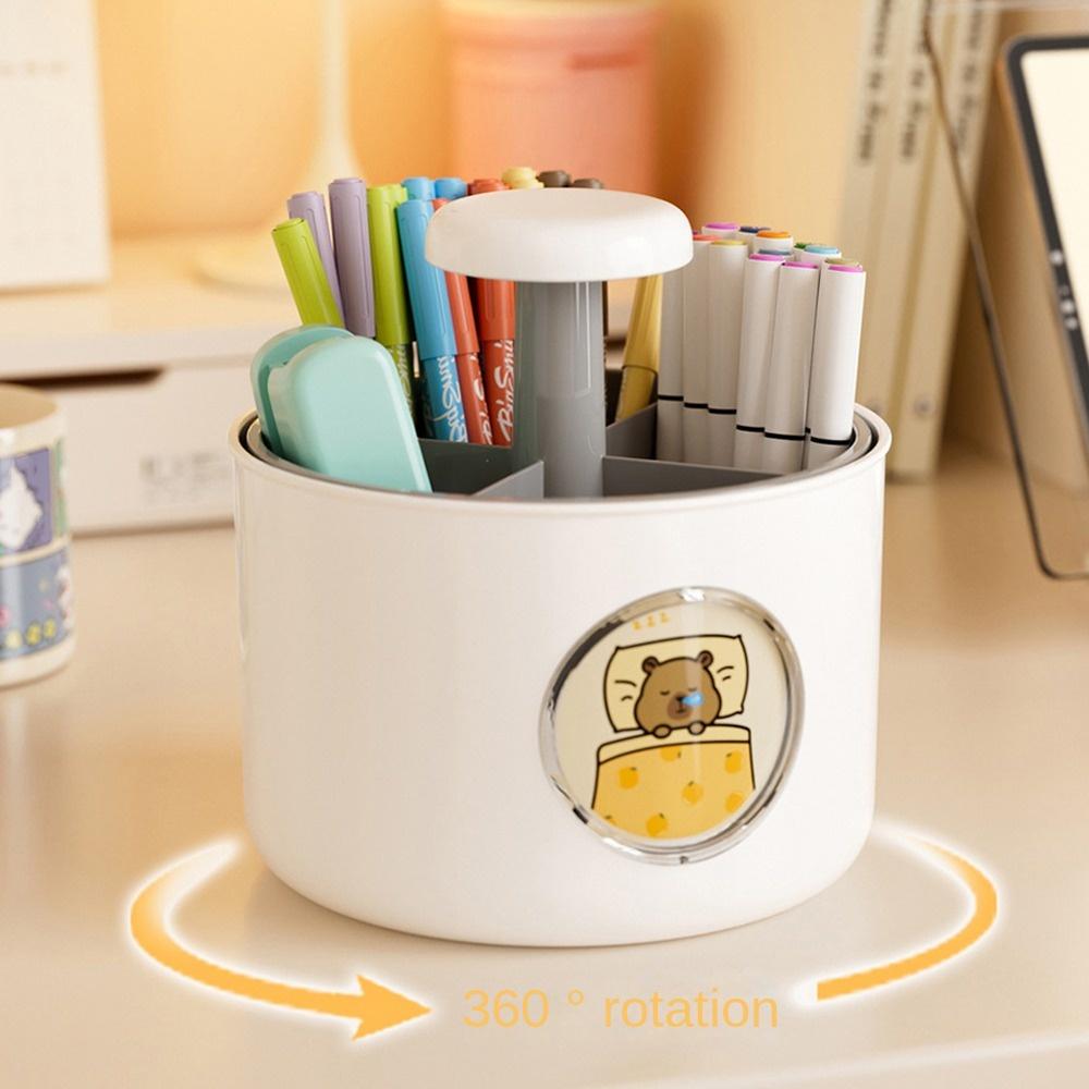 4 Patterns Capybara Rotating Pen Holder 4 Grid Capybara Stationery Storage  Home Office