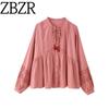 Za New Fall Women's Clothing 2025 Fashion Wind Fashion Color Contrast Embroider Long Sleeves Shirt 7200042 172
