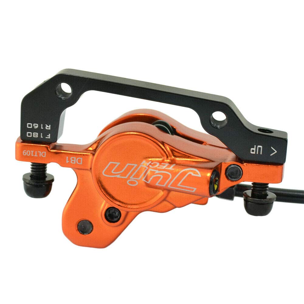 JUIN TECH DB1 MTB Hydraulic Disc Brake JT2269 E-bike Dual-Piston Set(F+R) w/160mm Rotor, Orange,