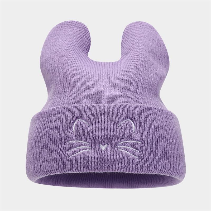 Fashion Knitted Hip Hop Skull Hat Unisex Headwear with Delicate Embroidered Cats for Trending Appeal