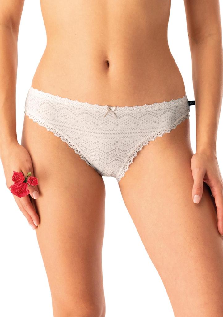 Figi damskie bawełniane (2pack) niski krój mini bikini koronkowy wzór LPR 752 Key