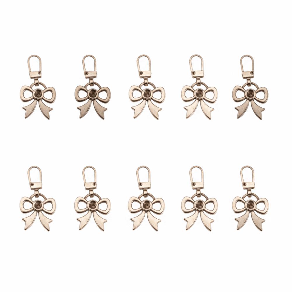 10pcs Detachable Metal Zipper Butterfly Bow Zipper Slide Replacement Zipper Head Replacement Kits