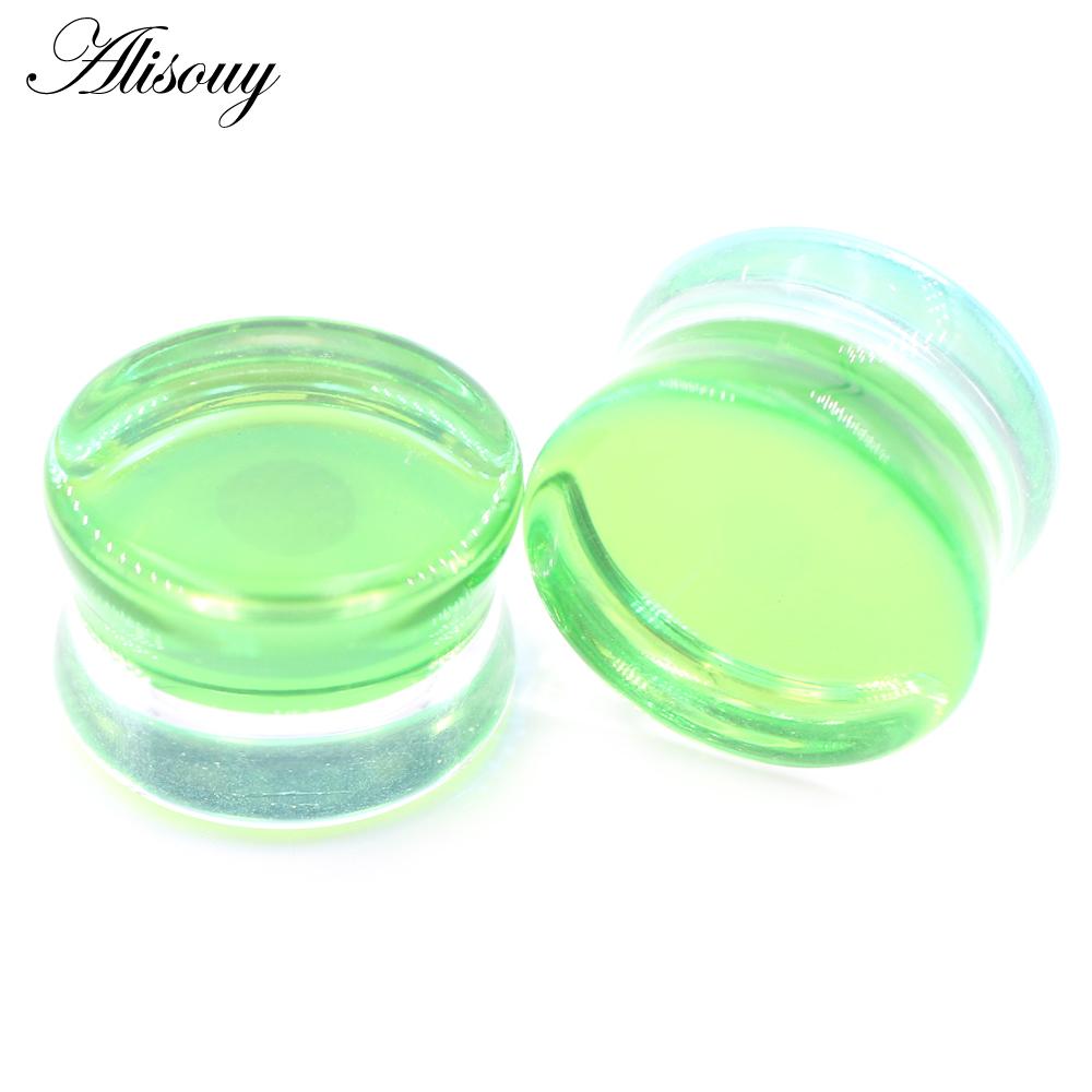 Alisouy 1PC 6mm-30mm Runde Glas Frauen Männer Ohr Stecker Tunnel Messgeräte Keil Expander Extender Ohrringe piercing Körper Schmuck