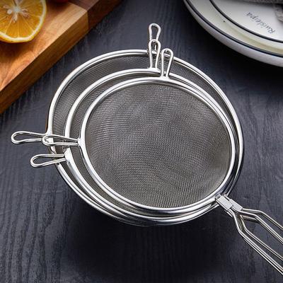 Stainless Steel Flour Filter Screen Double Ear Screen Handle Fine Mesh Strainer Cooking Spoon Soybean Milk Snack French Fries