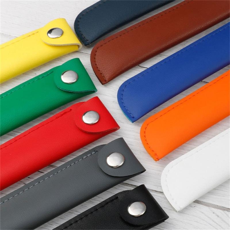 Solid Color Pencil Bag Retro Pencil Case Pen Bag Pen Case PU Leather Pencil Organisers Pencil Pouch for Ballpoint Pen