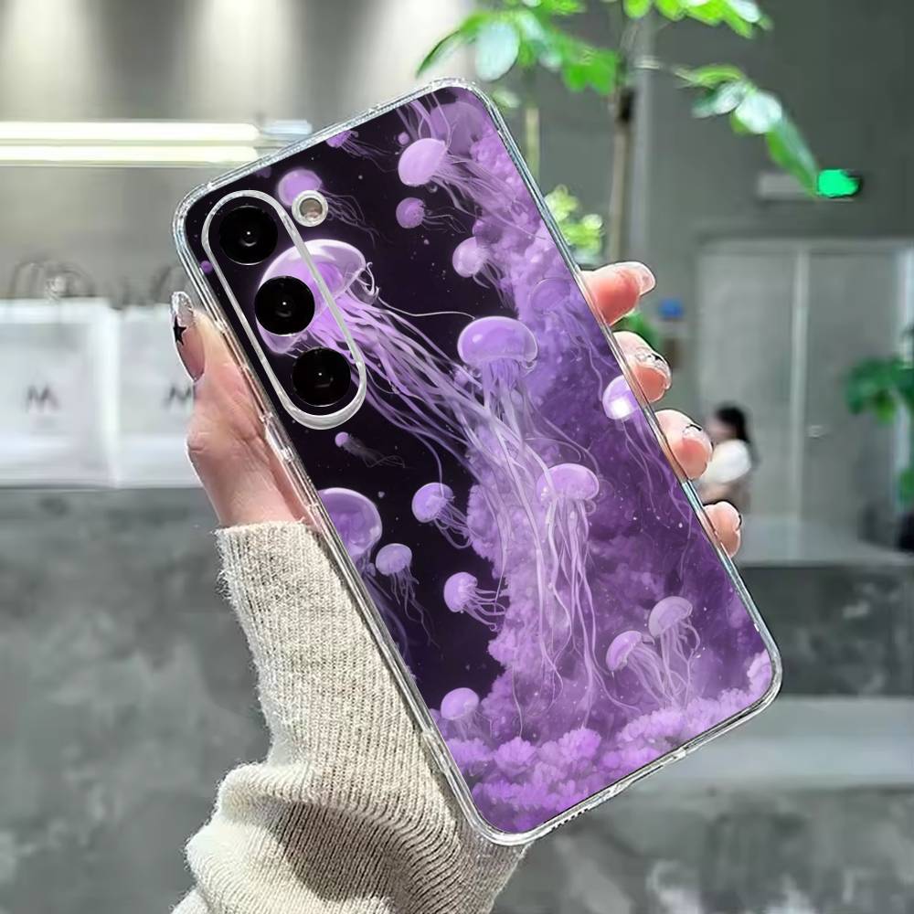 INS C-Cartoon Jellyfish Phone Case For Samsung Galaxy A91,80,73,72 ,71,53,52,32 ,31,22,21s,20,Transparent Case Samsung a70