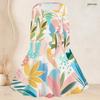 Women Plus Size Square Neck Long Sleeve Multicolor Printed A Line Dress With Belt Pockets