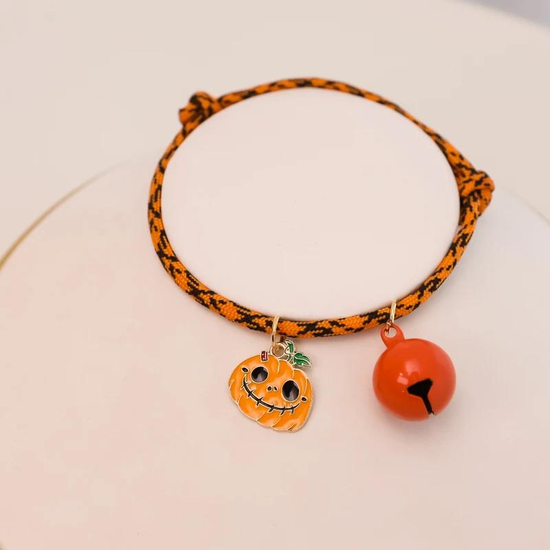 Halloween Pet Collars, Hand Woven Pumpkin Ornaments, Dog and Cat Collars