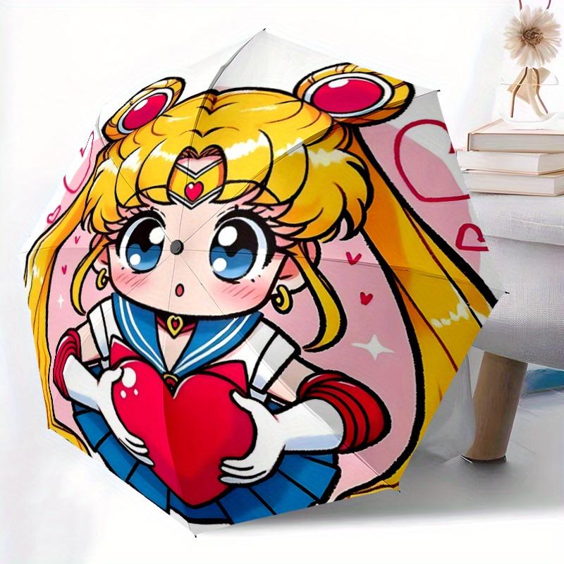 1pc Sailor Moon Holding a Heart Automatic Opening and Closing Folding - A Good Choice for Gifts, Fashionable and Convenient Umbrella With Cute Cartoon