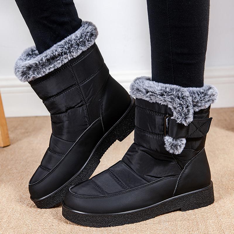 Fashion Women's Waterproof Winter Snow Boots Fluffy Fur Anti Slip Platform Ankle Boots for Women Outdoor Thick Plush Warm Cotton Shoes