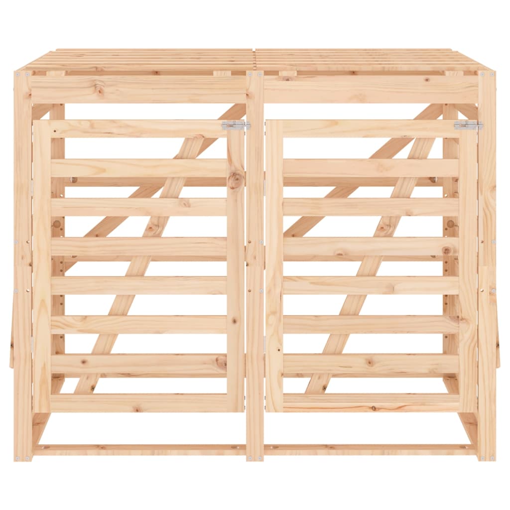 2 Bin Wooden Waste Bin Enclosure Solid Pine Wood