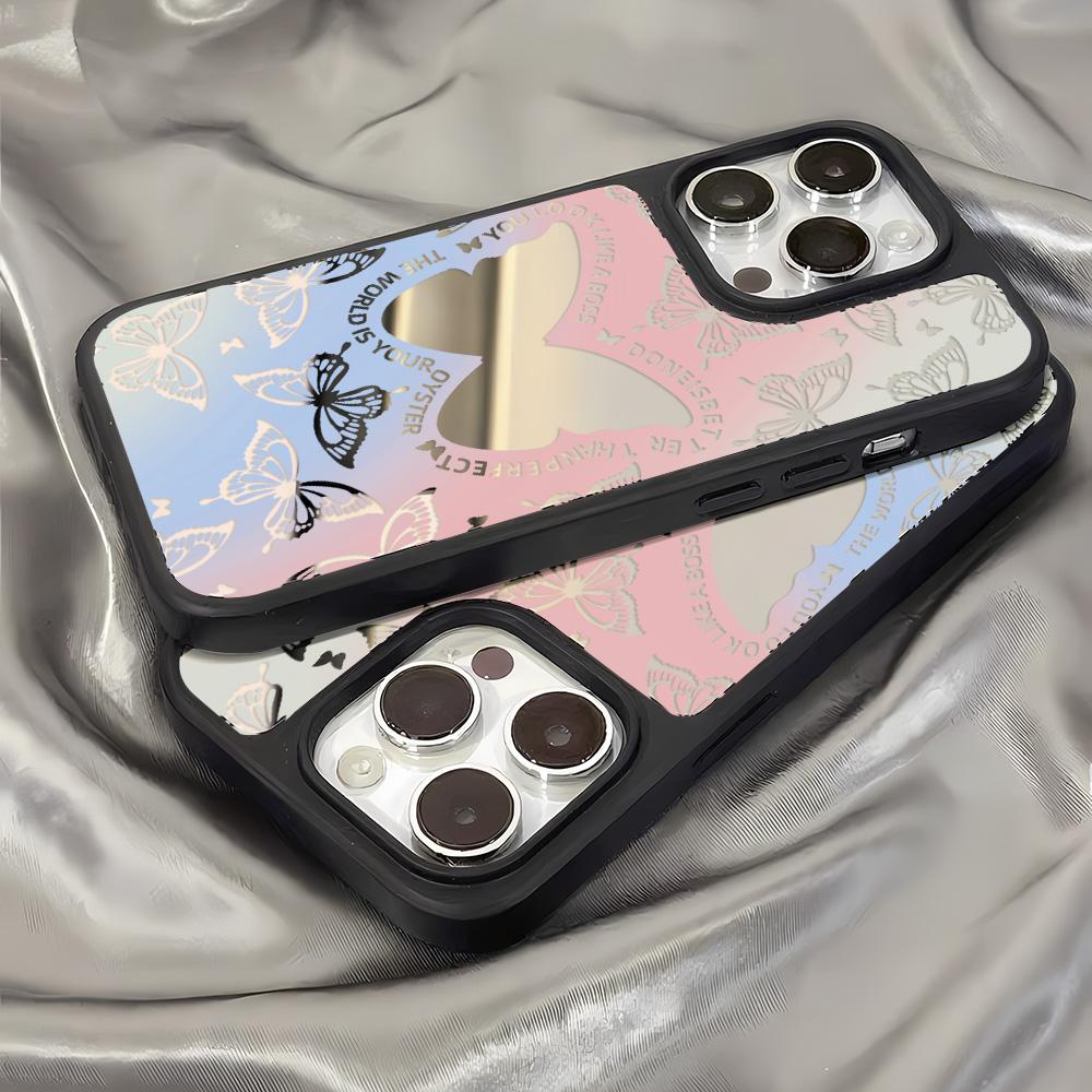 Mirror Phone Case for iPhone 15 11 13 14 for 15 16 Pro Max 12 13 16 Pro Cloud Flower and Animal Cute Style Phone Case