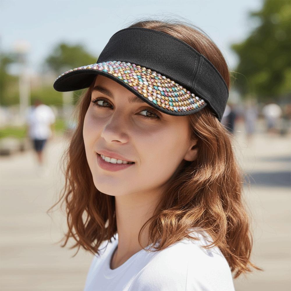 Candy Colored Sunshade Cap Breathable Diamond Encrusted Hat Fashionable Sun Hat Beach
