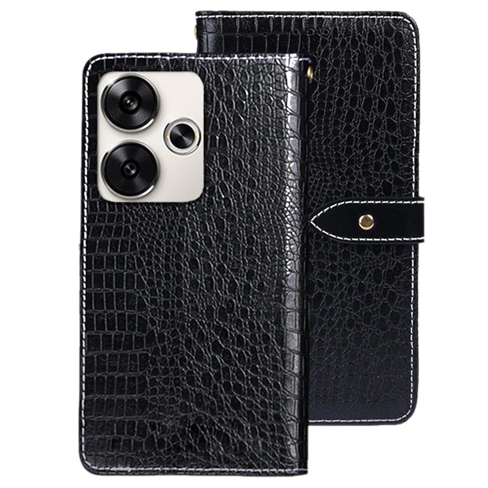 

IDEWEI For Xiaomi Poco F6 5G/Redmi Turbo 3 5G Case PU Leather Crocodile Texture Wallet Phone Cover Black