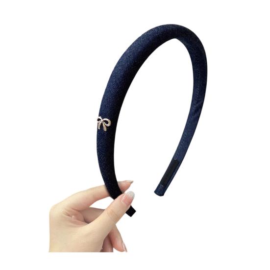 

Women Headband High Skull Shaping Design Denim Bow Decor Hair Hoop Anti-Slip Stable Fit Versatile Style Headband темно-синий