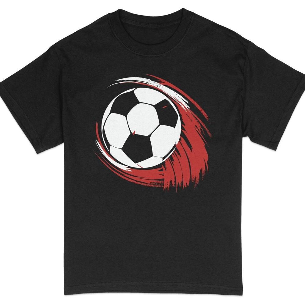 England Football Ball Graphic T-Shirt, Red and Black Sports Tee, Athletic #26 Unisex T-Shirt XXXL