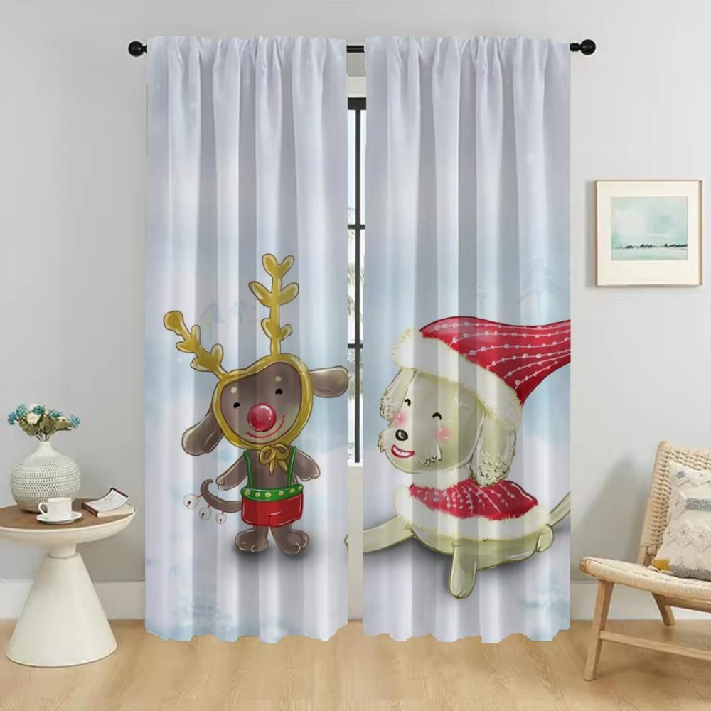 Home Interior Blackout Kitchen Curtains for Living Room Curtain for Room 2 Panel Christmas Shades Halloween Decoration Partition