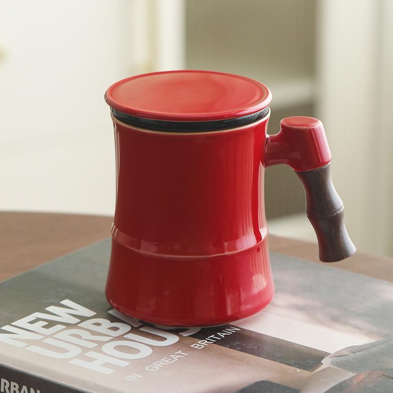 

Красный бамбуковый стакан для чая с пузырьками из Запретного города, Керамический стакан для разделения чая и воды, Стакан для фильтрации чая с пузырьками, Сувенирный стакан для воды в подарок