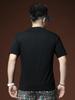 European Summer New Fashion Brand Casual Round Neck Short-Sleeve T-Shirt Men's Stylish Letter Rhinestone Short-Sleeve T-Shirt