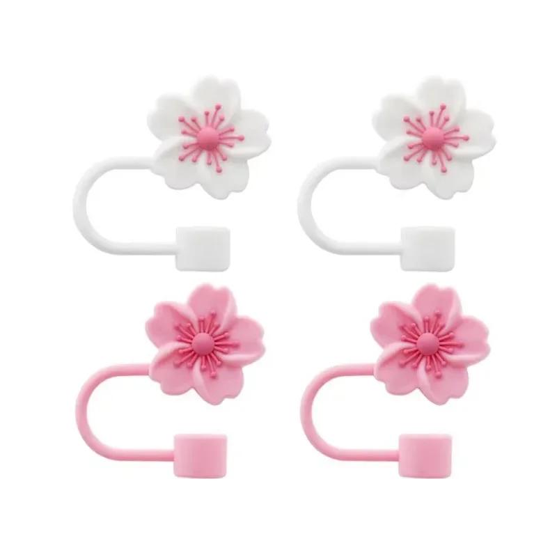 2/4pcs Straw Cover Cap for Stanley 10mm Reusable Straw Tips Lids Flowers Tip Covers Cup Accessories,Silicone Straw Topper