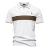 Men's V-Neck Striped Polo Shirt Breathable Slim Fit Polo Shirts for Men Lightweight Casual Athletic Polo