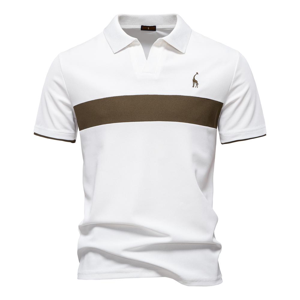

Men s V-Neck Striped Polo Shirt Breathable Slim Fit Polo Shirts for Men Lightweight Casual Athletic Polo S
