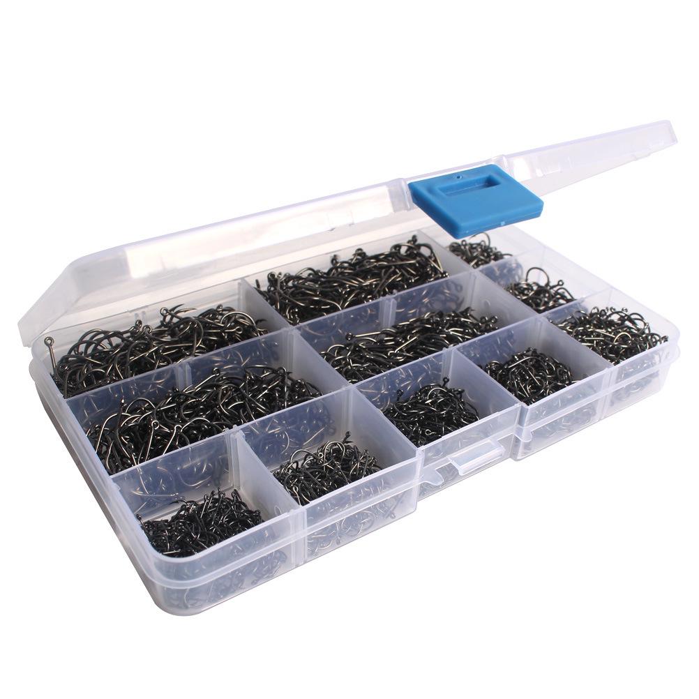 1600-teiliges Angelzubehör in einer Box: Ise Ni Angelhaken mit Widerhaken und Lochhaken