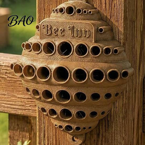 Wall Mounted Bee House Wall-Mounted House, Outdoor Pollinator Shelter, Honeycomb Design Weather Resistant Nesting Box Plastic Hotel for Solitary Bees,