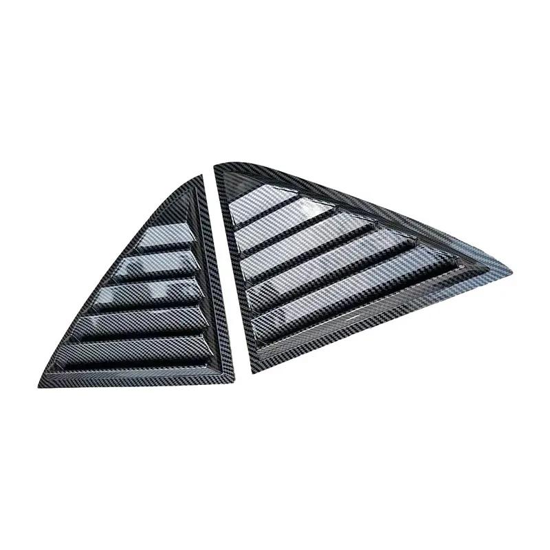 For Chrysler 300C 2011- Car Rear Louver Window Side Shutter Cover Trim Sticker Vent Scoop ABS Carbon Fiber Style Gloss Black