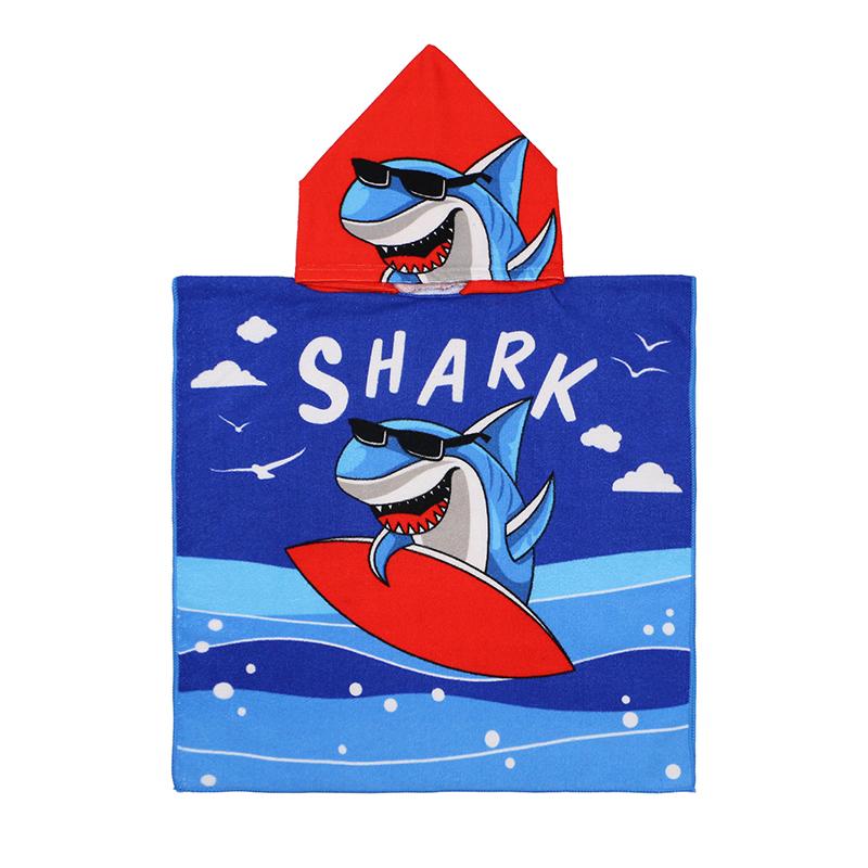 Large Cute Kids Hooded Bath Towel Cloak Cartoon Print Boys Girls Bathroom Beach Can Wear Super Absorbent Child Sunscreen Shawel