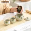 Hand-painted Osmanthus Travel Tea Set Boutique Hand Grasp Pot Tea Set Kit Antique 1 Pot 2 Cups Tea Maker Tote Bag Ornament Gifts