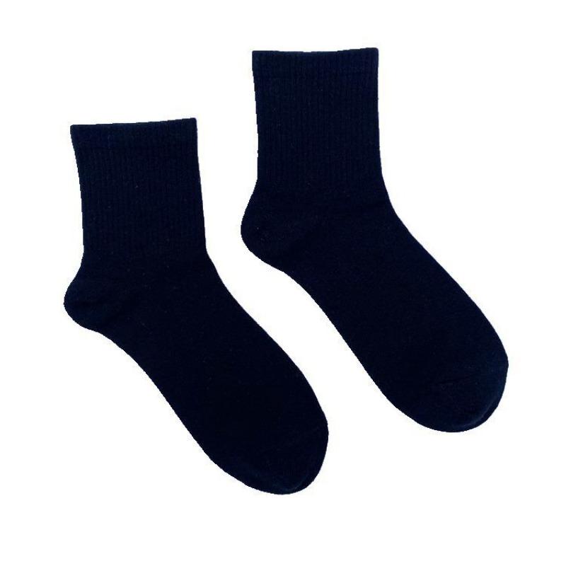 5 Pairs of Tide Solid Colour College Style Sports Mid-calf Cotton Socks Men and Women Couples Short Socks