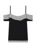 Eogeulliswedou Button Contrast Off-Shoulder (Black)