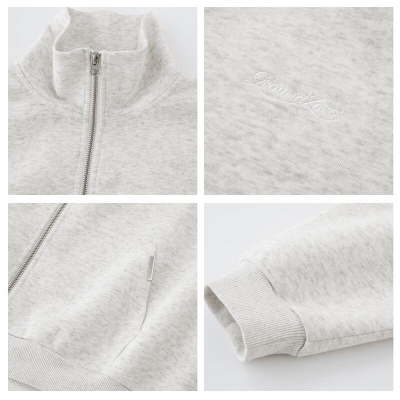 GROUND ZERO Embroidered Stand-Collar Zip-Up Cardigan