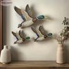 3 Stuks Wilde Eend Houten Wanddecoratie, Vliegende Eend Muurkunst voor Rustieke Woondecoratie