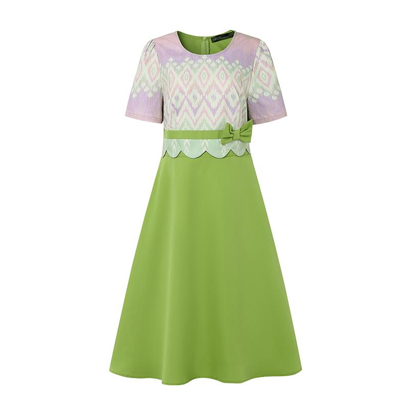 

ZANZEA Женское повседневное летнее платье с коротким рукавом и принтом пэчворк L зелёный