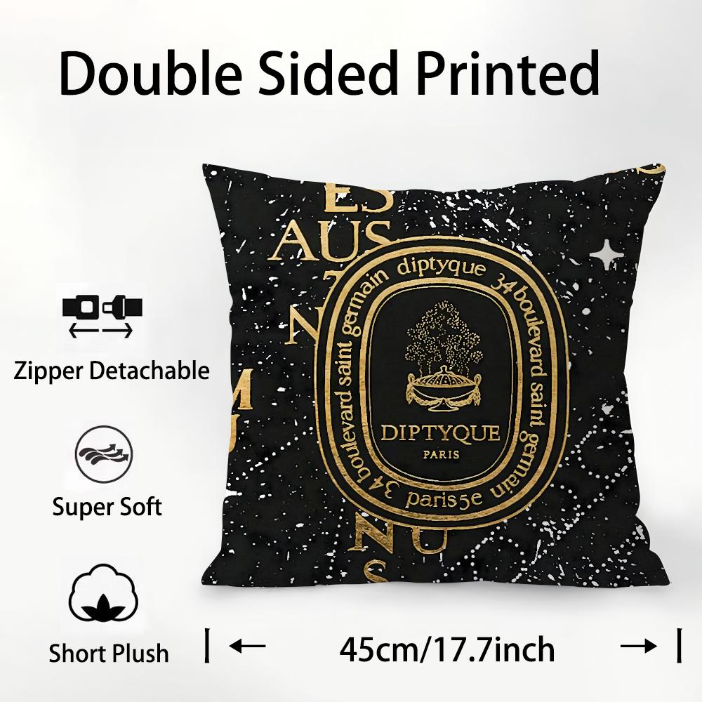 Luxury D-Diptyques Pillow Case Plush Fabric Soft Double Sided Print Sofa Cushion Cover Throw Pillow Covers