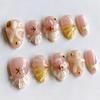 30 Tablets With Diamond Handmade Summer 3D Nails Waterproof Wearable Manicure Jelly Gel Fake Nails Artificial Full Cover