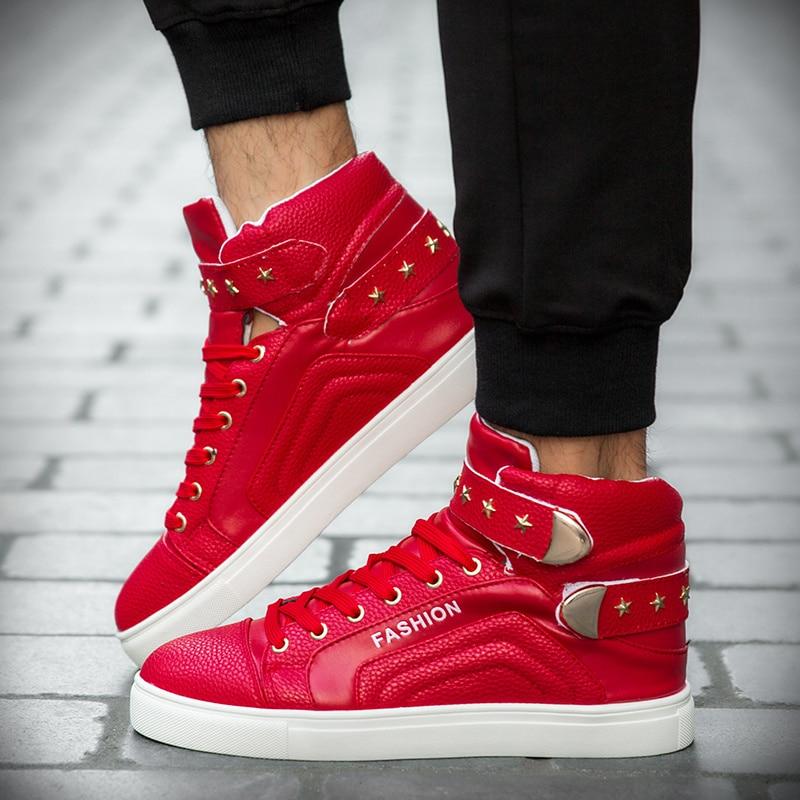 Buy Brand Men Luxury High Top Sneakers Men S Fashion Casual Shoes Red ...
