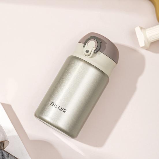 Thermos Sottovuoto 300ML Tappo a Flip Conservazione del Calore Design Compatto Mini Isolato Acciaio Inossidabile