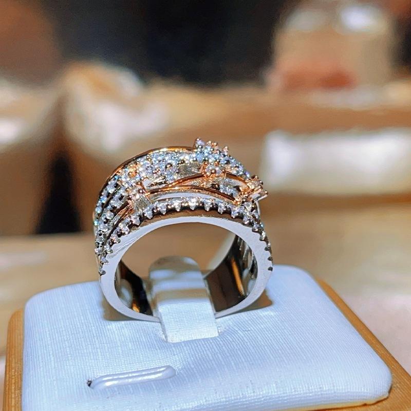 Micro Set Two Color Ring Imitation Diamond Wedding Ring